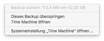 Time Machine sichert Backup